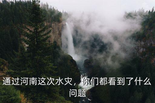 通過河南這次水災(zāi)，你們都看到了什么問題