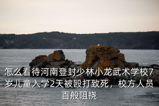 怎么看待河南登封少林小龍武術學校7歲兒童入學2天被毆打致死，校方人員百般阻撓