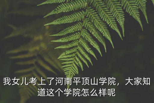 我女兒考上了河南平頂山學(xué)院，大家知道這個(gè)學(xué)院怎么樣呢