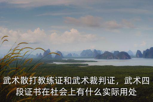 武術散打教練證和武術裁判證，武術四段證書在社會上有什么實際用處