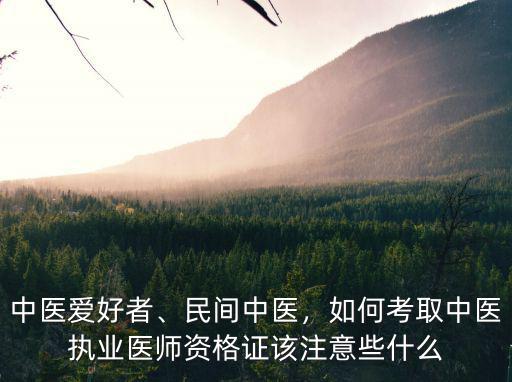 中醫愛好者、民間中醫，如何考取中醫執業醫師資格證該注意些什么