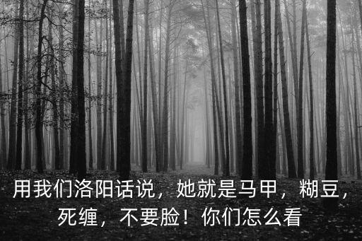 用我們洛陽話說，她就是馬甲，糊豆，死纏，不要臉！你們怎么看