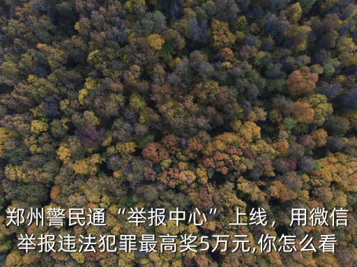 鄭州警民通“舉報中心”上線，用微信舉報違法犯罪最高獎5萬元,你怎么看