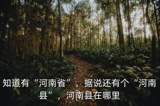 知道有“河南省”，據說還有個“河南縣”，河南縣在哪里