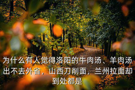 為什么有人覺得洛陽的牛肉湯、羊肉湯出不去外省，山西刀削面，蘭州拉面卻到處都是