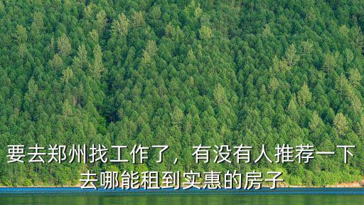 要去鄭州找工作了，有沒有人推薦一下去哪能租到實惠的房子