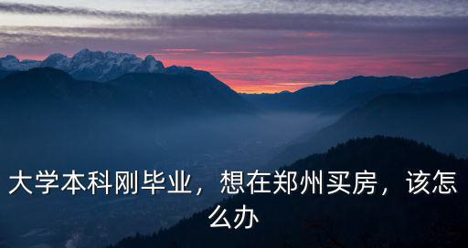 大學本科剛畢業，想在鄭州買房，該怎么辦