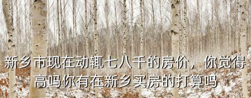 新鄉市現在動輒七八千的房價，你覺得高嗎你有在新鄉買房的打算嗎