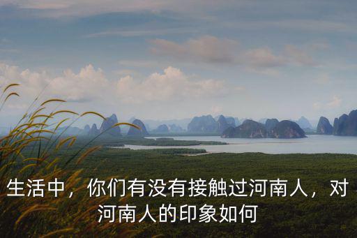 生活中，你們有沒有接觸過河南人，對河南人的印象如何