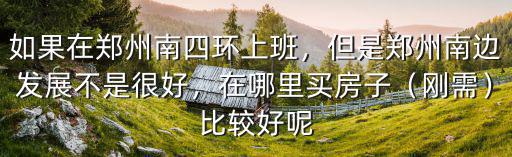 如果在鄭州南四環上班，但是鄭州南邊發展不是很好，在哪里買房子（剛需）比較好呢