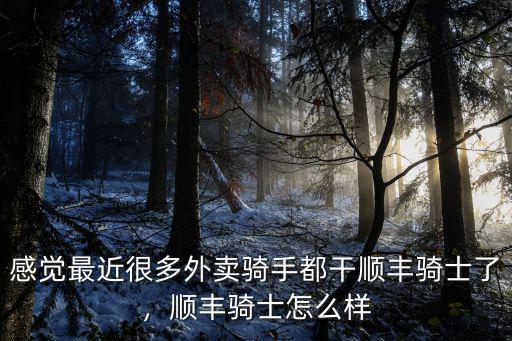 感覺最近很多外賣騎手都干順豐騎士了，順豐騎士怎么樣