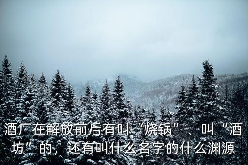 酒廠在解放前后有叫“燒鍋”、叫“酒坊”的，還有叫什么名字的什么淵源