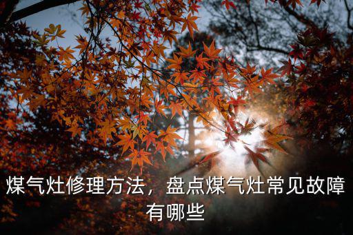 南陽市區哪里有修煤氣灶的,煤氣灶修理方法