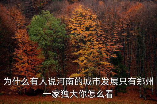 為什么有人說河南的城市發展只有鄭州一家獨大你怎么看