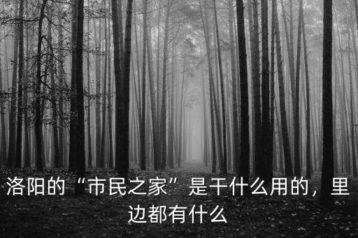 洛陽的“市民之家”是干什么用的，里邊都有什么