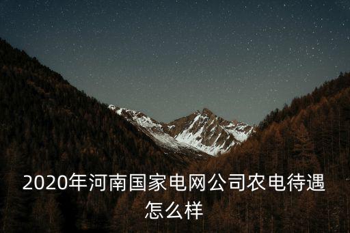 2020年河南國家電網公司農電待遇怎么樣