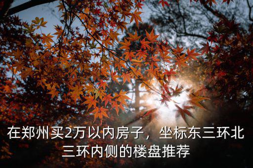 在鄭州買2萬以內房子，坐標東三環(huán)北三環(huán)內側的樓盤推薦