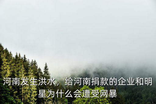 河南發生洪水，給河南捐款的企業和明星為什么會遭受網暴
