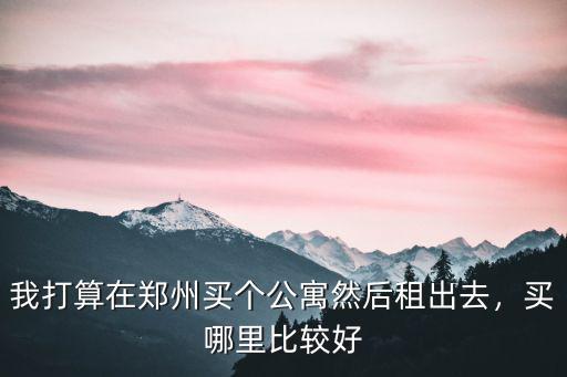我打算在鄭州買個公寓然后租出去，買哪里比較好