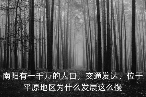 南陽(yáng)有一千萬(wàn)的人口，交通發(fā)達(dá)，位于平原地區(qū)為什么發(fā)展這么慢