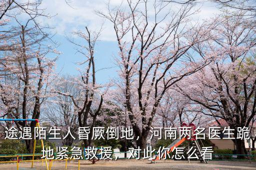 途遇陌生人昏厥倒地，河南兩名醫生跪地緊急救援，對此你怎么看