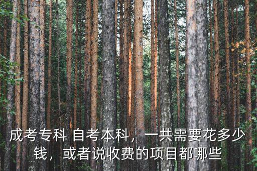 成考專科 自考本科，一共需要花多少錢，或者說收費的項目都哪些