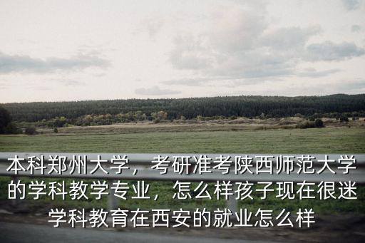 本科鄭州大學，考研準考陜西師范大學的學科教學專業，怎么樣孩子現在很迷學科教育在西安的就業怎么樣