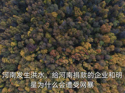 河南發生洪水，給河南捐款的企業和明星為什么會遭受網暴