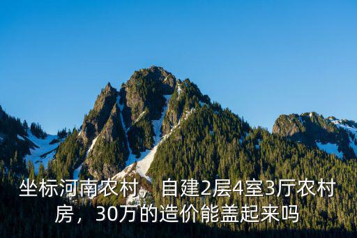 坐標河南農村，自建2層4室3廳農村房，30萬的造價能蓋起來嗎