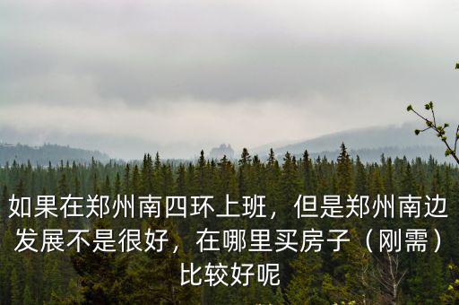 如果在鄭州南四環(huán)上班，但是鄭州南邊發(fā)展不是很好，在哪里買房子（剛需）比較好呢