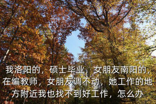 我洛陽(yáng)的，碩士畢業(yè)，女朋友南陽(yáng)的，在編教師，女朋友調(diào)不動(dòng)，她工作的地方附近我也找不到好工作，怎么辦