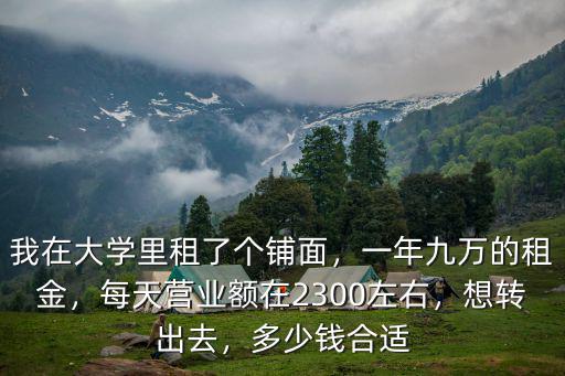 我在大學里租了個鋪面，一年九萬的租金，每天營業額在2300左右，想轉出去，多少錢合適