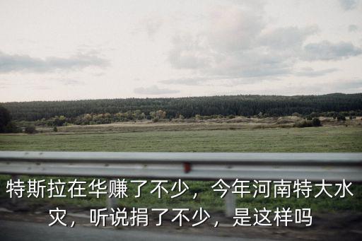 特斯拉在華賺了不少，今年河南特大水災，聽說捐了不少，是這樣嗎