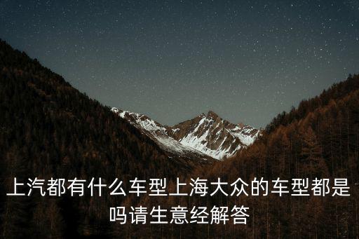 上海汽車，上汽都有什么車型上海大眾的車型都是嗎請生意經解答