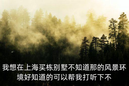 上海別墅，我想在上海買棟別墅不知道那的風景環境好知道的可以幫我打聽下不