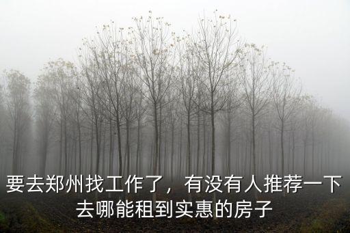 要去鄭州找工作了，有沒(méi)有人推薦一下去哪能租到實(shí)惠的房子