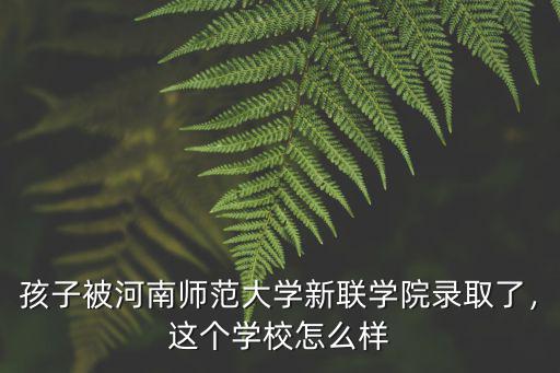 孩子被河南師范大學新聯學院錄取了，這個學校怎么樣
