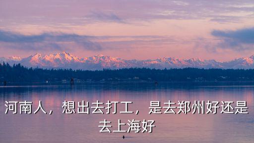 河南人，想出去打工，是去鄭州好還是去上海好