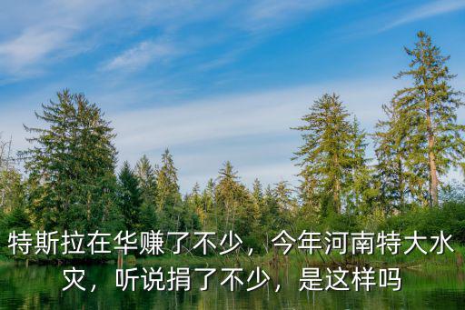 特斯拉在華賺了不少，今年河南特大水災，聽說捐了不少，是這樣嗎