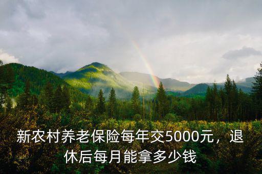 新農村養老保險每年交5000元，退休后每月能拿多少錢