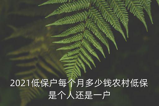 2021低保戶每個月多少錢農村低保是個人還是一戶
