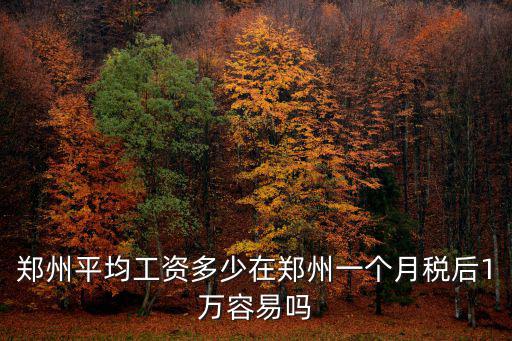 鄭州平均工資多少在鄭州一個月稅后1萬容易嗎
