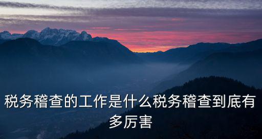 稅務稽查的工作是什么稅務稽查到底有多厲害