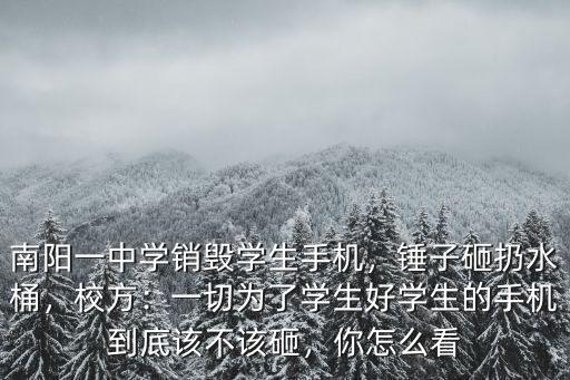 南陽一中學銷毀學生手機，錘子砸扔水桶，校方：一切為了學生好學生的手機到底該不該砸，你怎么看