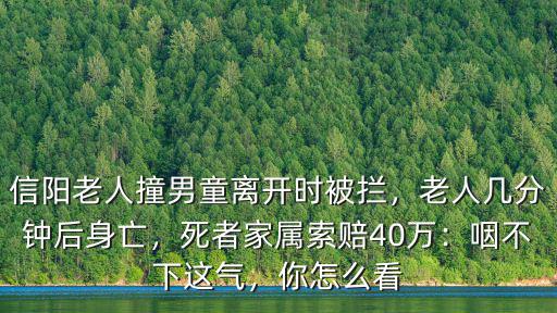 信陽老人撞男童離開時(shí)被攔，老人幾分鐘后身亡，死者家屬索賠40萬：咽不下這氣，你怎么看
