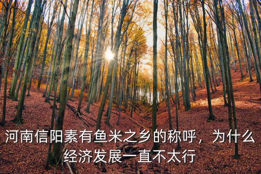 河南信陽素有魚米之鄉的稱呼，為什么經濟發展一直不太行
