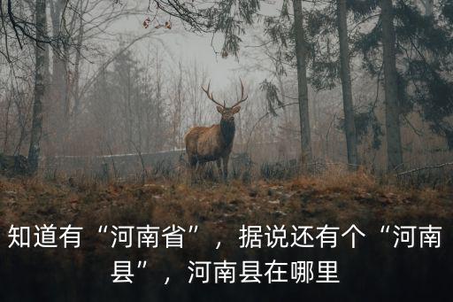 知道有“河南省”，據(jù)說還有個“河南縣”，河南縣在哪里