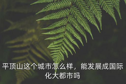平頂山這個城市怎么樣，能發(fā)展成國際化大都市嗎