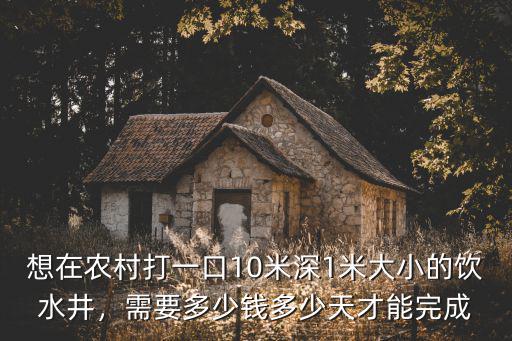 想在農村打一口10米深1米大小的飲水井，需要多少錢多少天才能完成