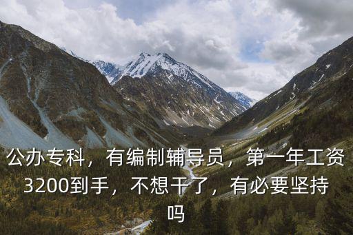 公辦專科，有編制輔導員，第一年工資3200到手，不想干了，有必要堅持嗎
